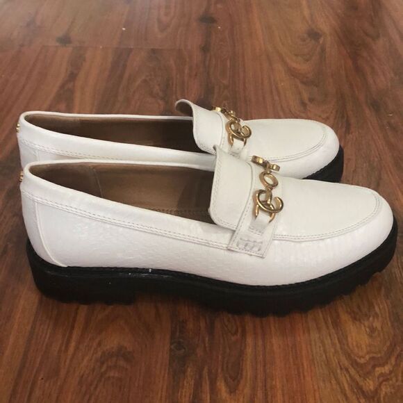 Circus Sam Edelman White loafer with gold hardware black chunky heel size 8.5. - Picture 9 of 9